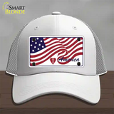 I Love America Flag Novelty License Plate Hat Mesh / White