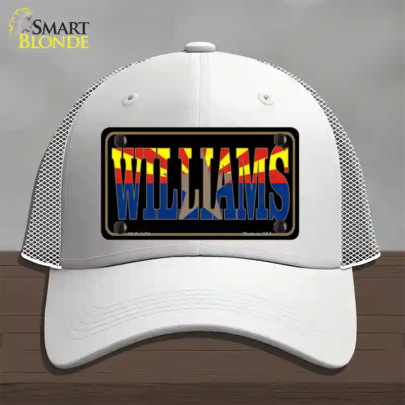 Williams Arizona State Flag Novelty License Plate Hat Mesh / White