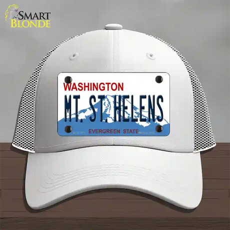 Mt St Helens Washington Novelty License Plate Hat Mesh / White