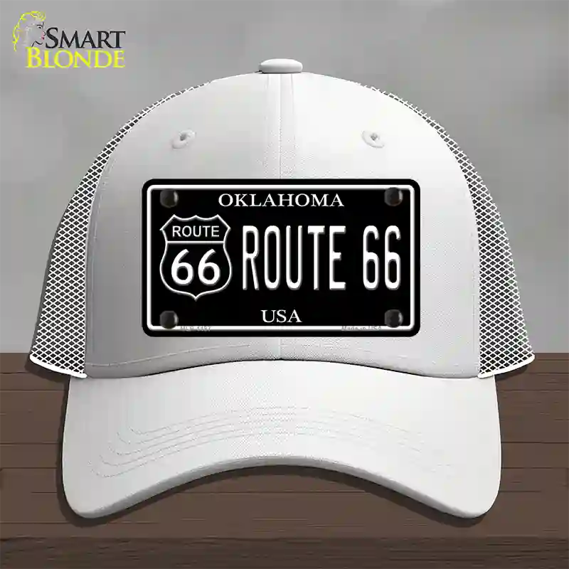 Route 66 Oklahoma Black Novelty License Plate Hat Mesh / White