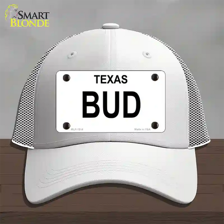 BUD Novelty License Plate Hat Mesh / White