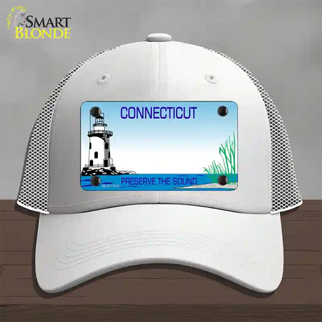 Connecticut Preserve State Blank Novelty License Plate Hat Mesh / White