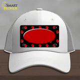 Red Black Polka Dot Red Center Oval Novelty License Plate Hat Mesh / White