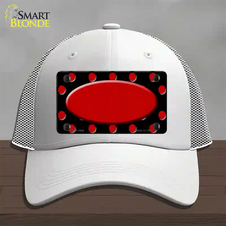 Red Black Polka Dot Red Center Oval Novelty License Plate Hat Mesh / White