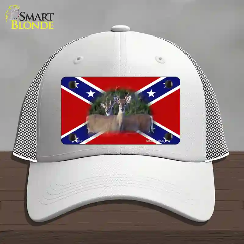 Rebel Deer Novelty License Plate Hat Mesh / White