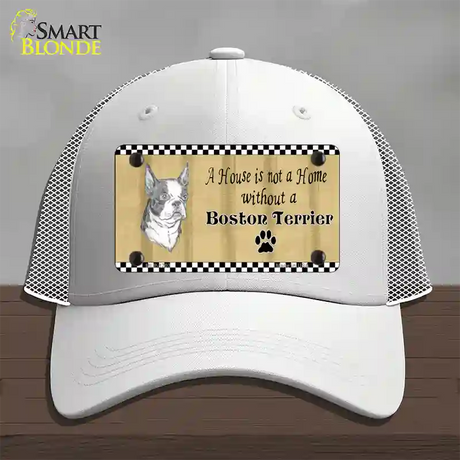 Pencil Sketch Boston Terrier Novelty License Plate Hat Mesh / White