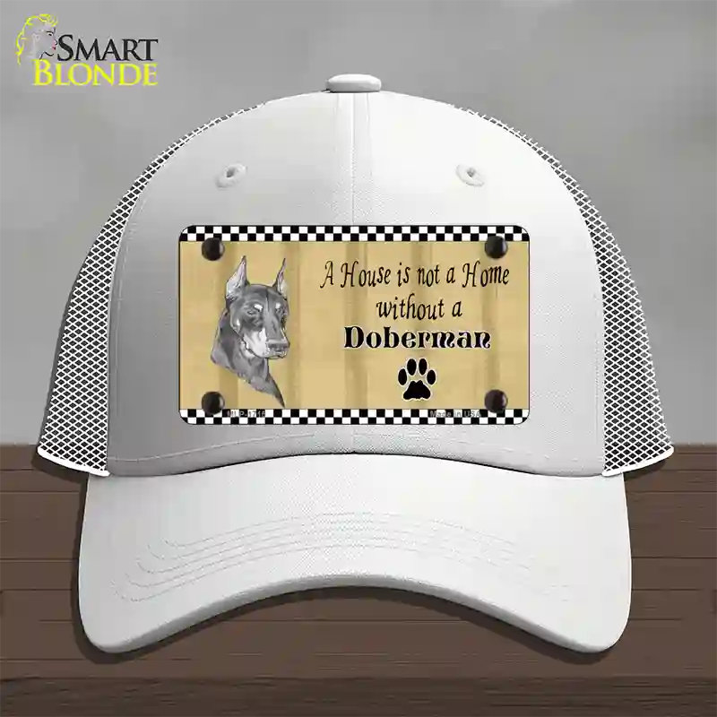 Pencil Sketch Doberman Metal Dog Novelty License Plate Hat Mesh / White