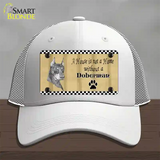 Pencil Sketch Doberman Metal Dog Novelty License Plate Hat Mesh / White