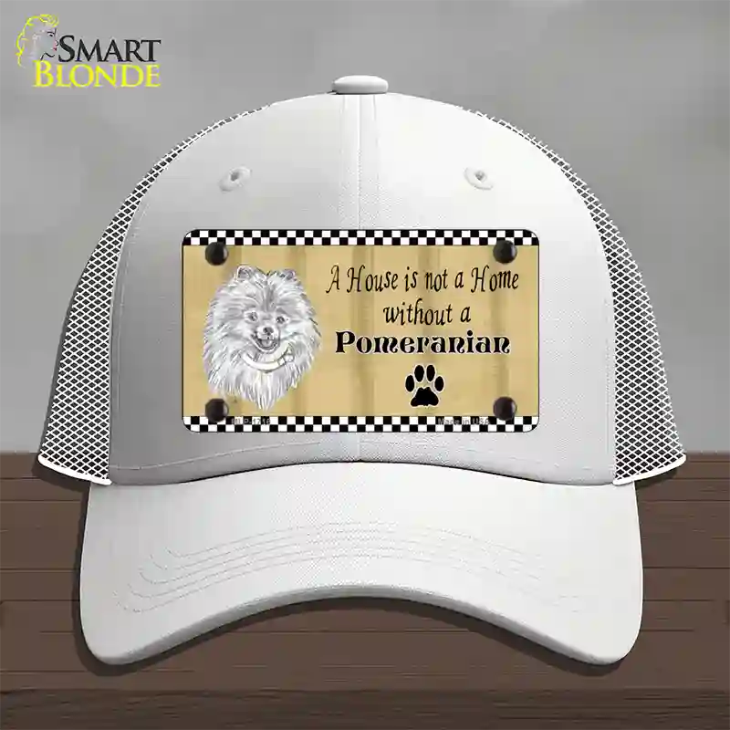 Pencil Sketch Pomeranian Metal Dog Novelty License Plate Hat Mesh / White