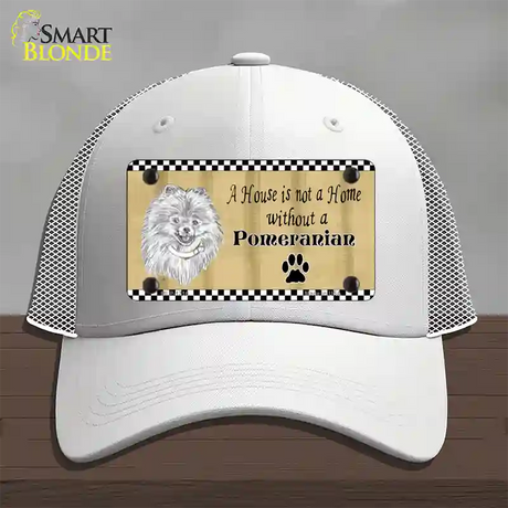 Pencil Sketch Pomeranian Metal Dog Novelty License Plate Hat Mesh / White