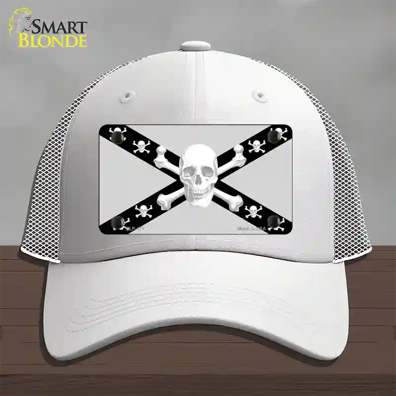 Skull Black & Silver Novelty License Plate Hat Mesh / White