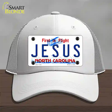 Jesus North Carolina Novelty License Plate Hat Mesh / White