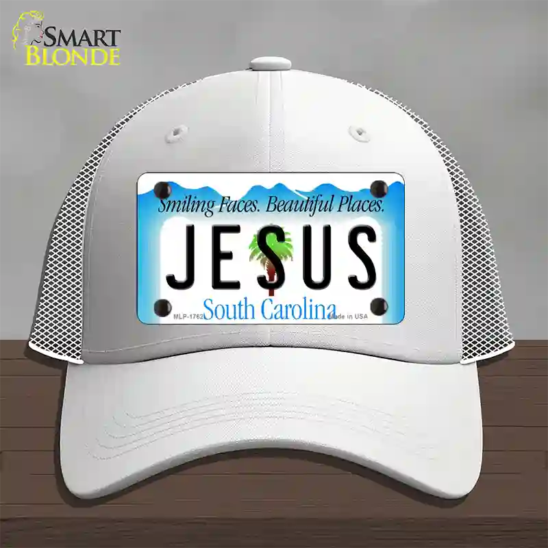 Jesus South Carolina Blue Novelty License Plate Hat Mesh / White