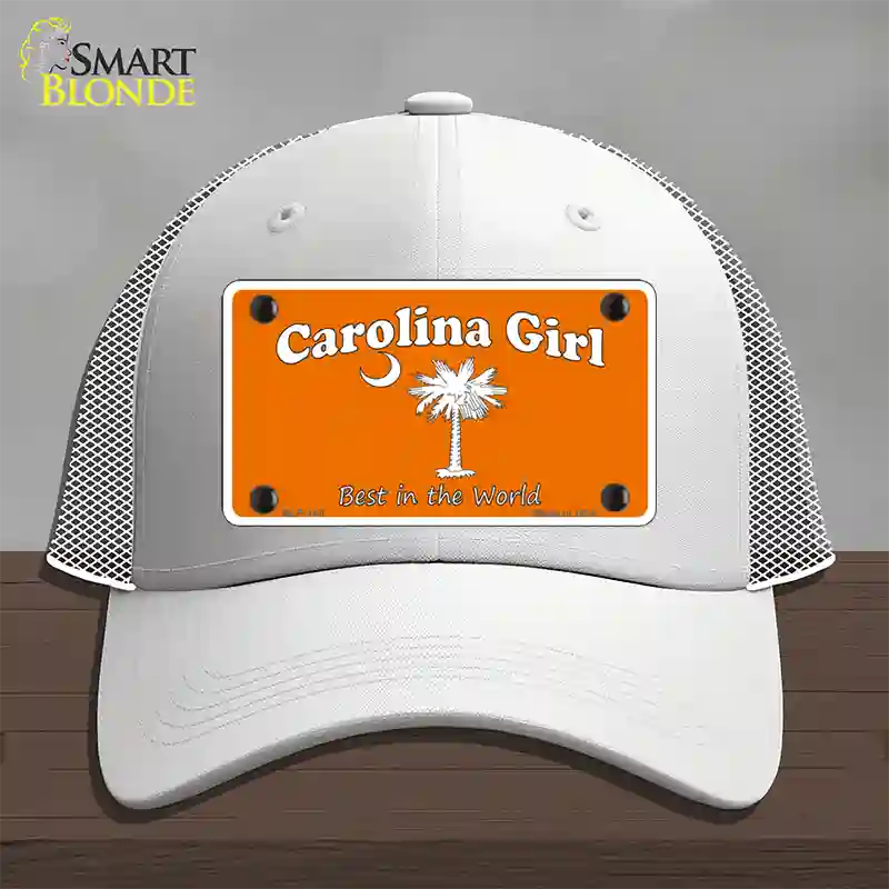 Carolina Girl Orange Novelty License Plate Hat Mesh / White