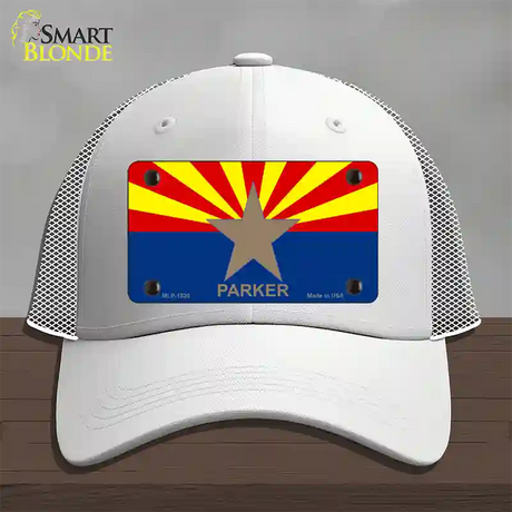 Parker Arizona State Flag Novelty License Plate Hat Mesh / White