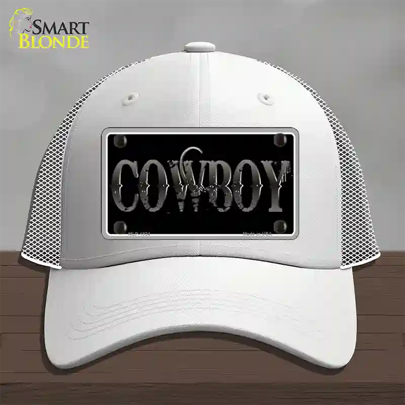 Cowboy Black Novelty License Plate Hat Mesh / White