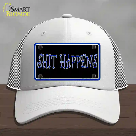 Shit Happens Novelty License Plate Hat Mesh / White