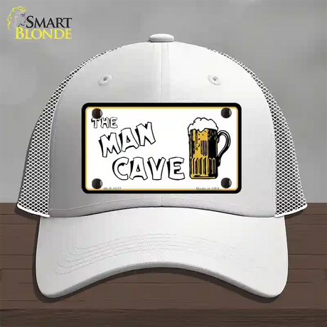 Man Cave Novelty License Plate Hat Mesh / White