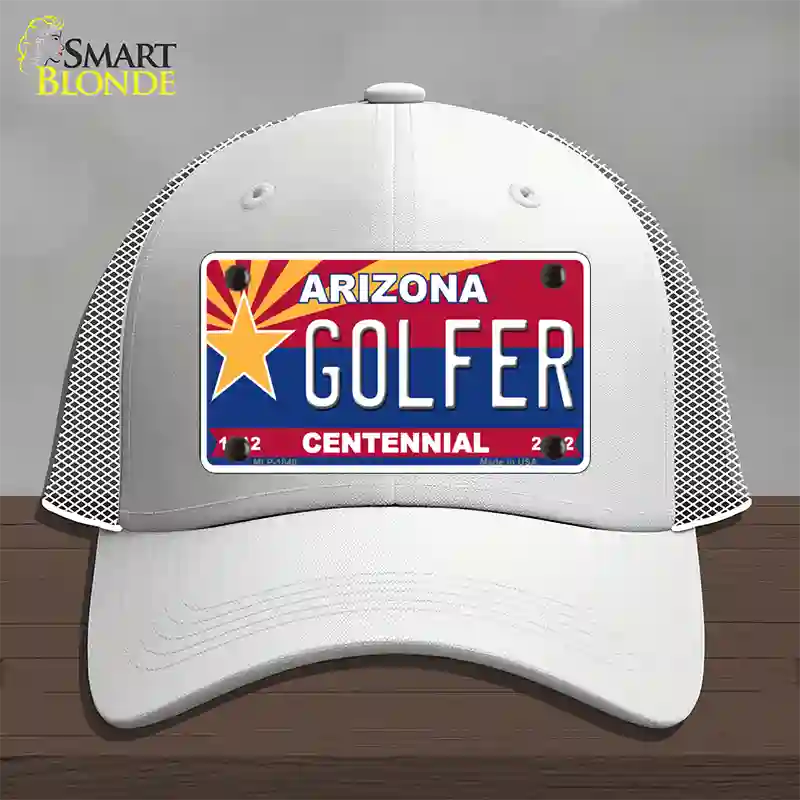 Arizona Centennial Golfer Novelty License Plate Hat Mesh / White