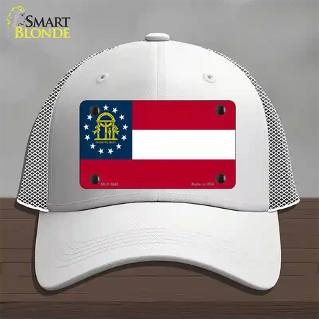 Georgia State Flag Novelty License Plate Hat Mesh / White