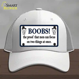 Boobs Proof Novelty License Plate Hat Mesh / White