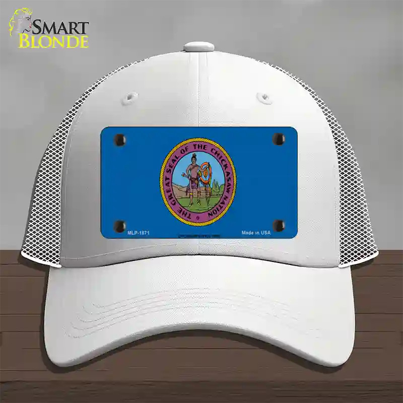 Chickasaw Nation Flag Novelty License Plate Hat Mesh / White