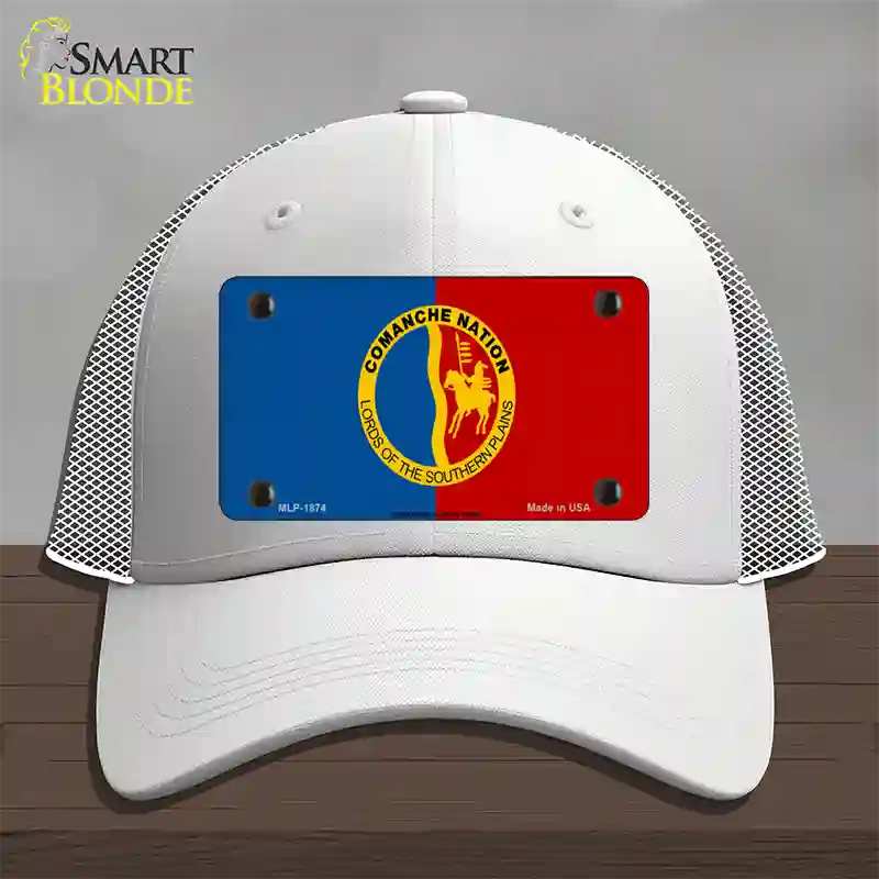 Comanche Nation Flag Novelty License Plate Hat Mesh / White