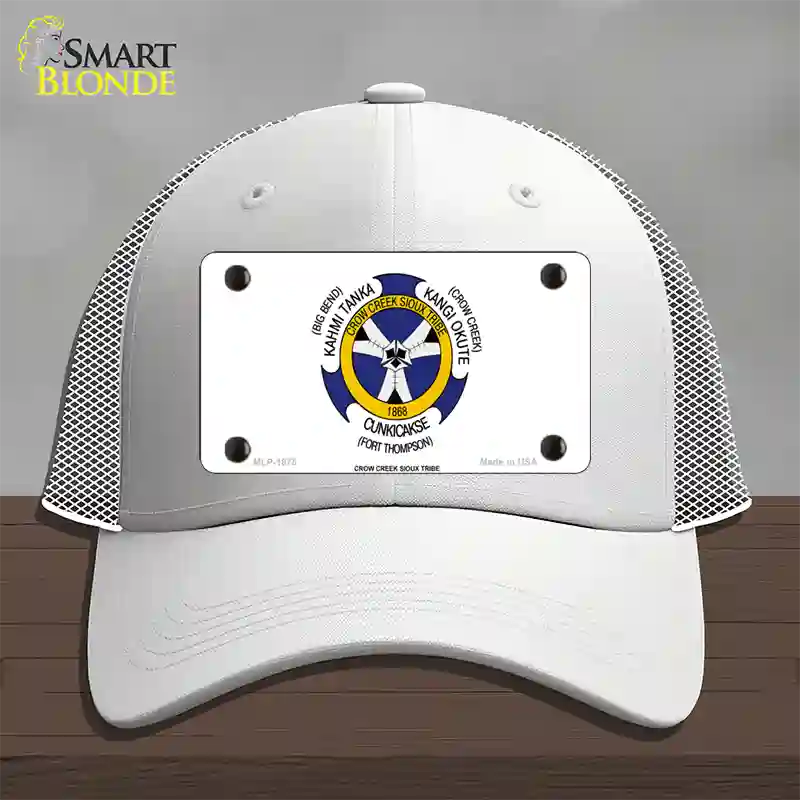 Crow Creek Sioux Tribe Flag Novelty License Plate Hat Mesh / White