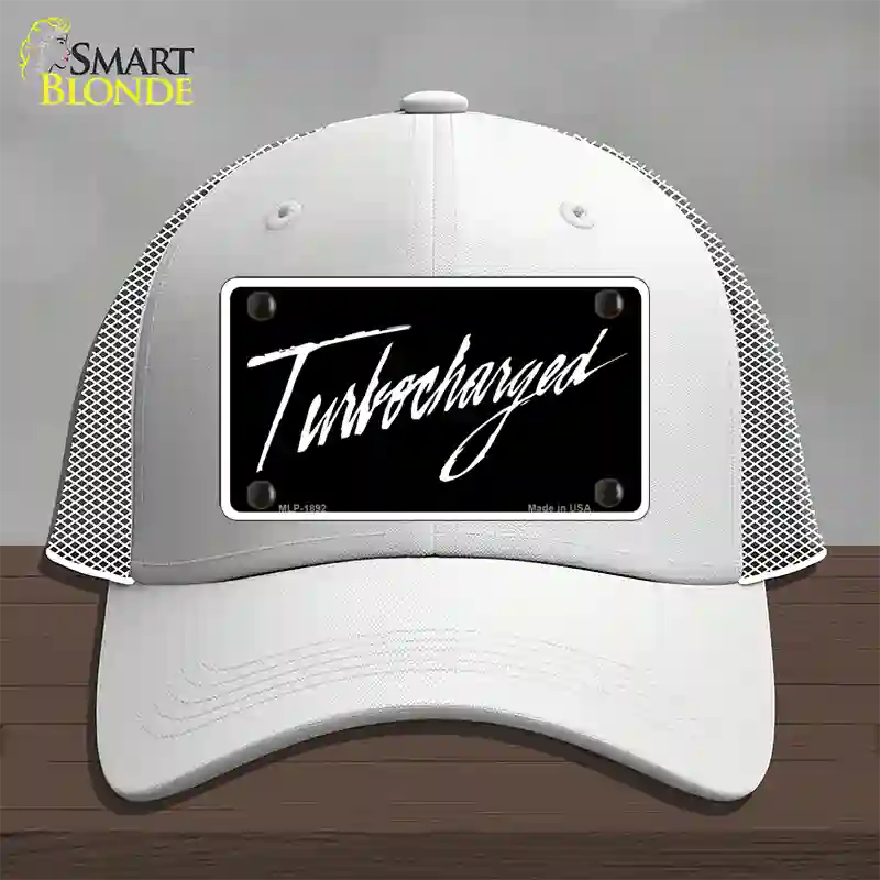 Turbocharged Novelty License Plate Hat Mesh / White