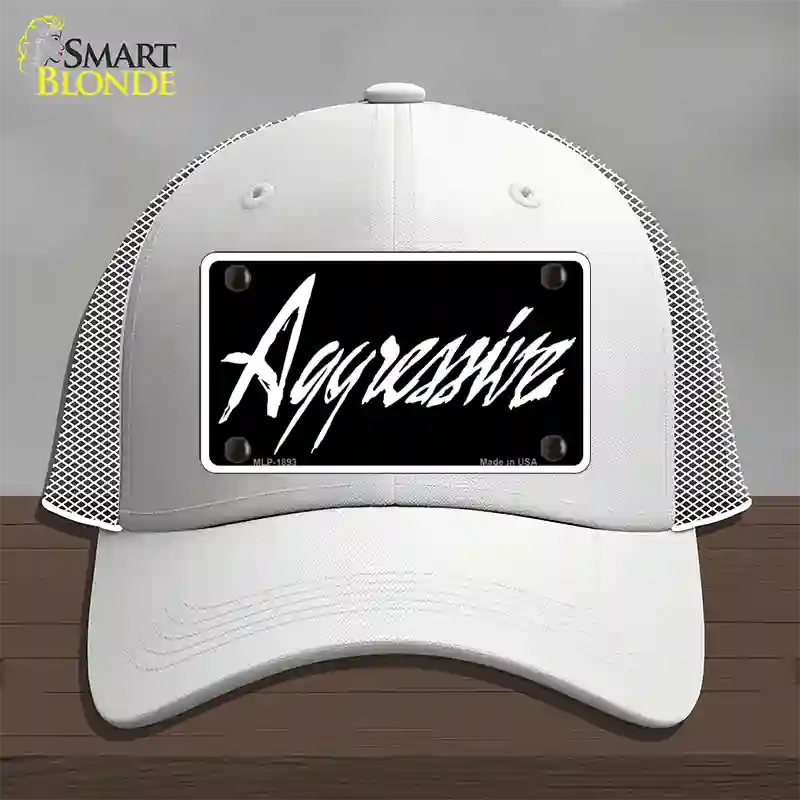 Aggressive Novelty License Plate Hat Mesh / White