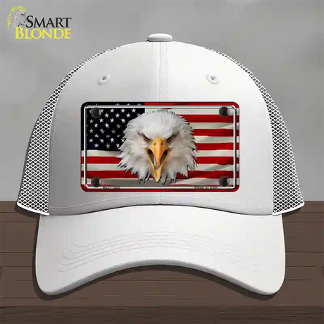 USA Eagle Novelty License Plate Hat Mesh / White