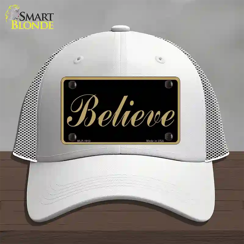 Believe Novelty License Plate Hat Mesh / White