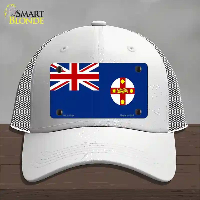 New South Wales Flag Novelty License Plate Hat Mesh / White