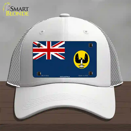 South Australia Flag Novelty License Plate Hat Mesh / White