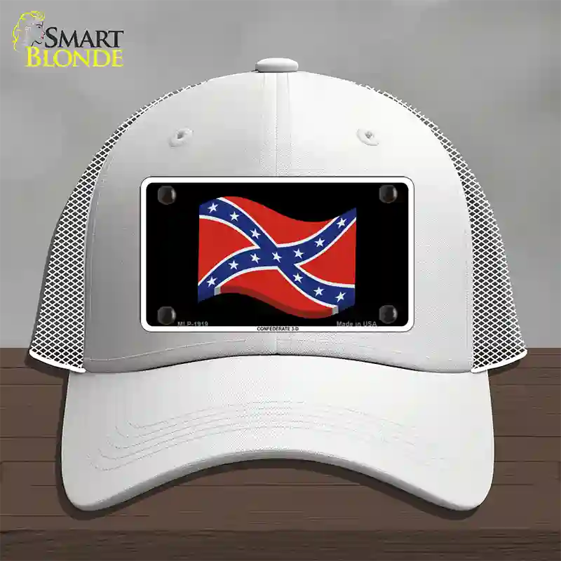 Confederate 3-D Flag Novelty License Plate Hat Mesh / White