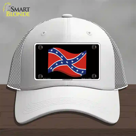 Confederate 3-D Flag Novelty License Plate Hat Mesh / White