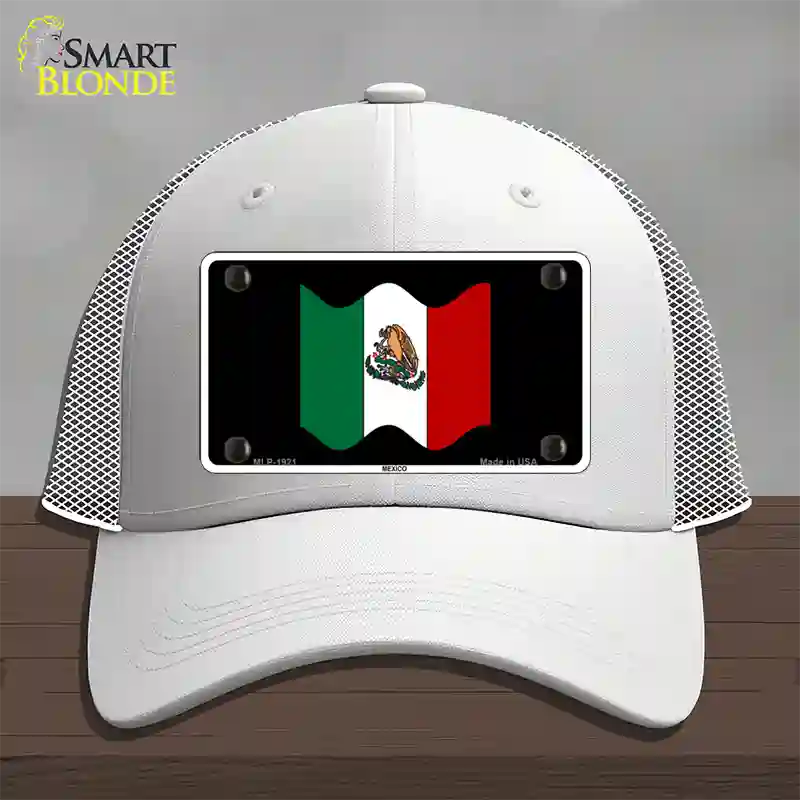 Mexico Waving Flag Novelty License Plate Hat Mesh / White