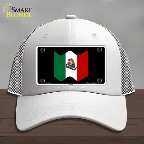 Mexico Waving Flag Novelty License Plate Hat Mesh / White