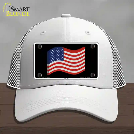 USA 3-D Flag Novelty License Plate Hat Mesh / White