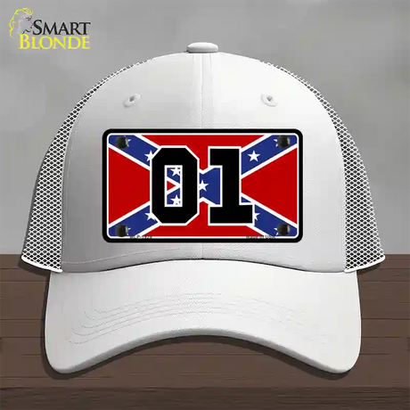 Confederate Flag 01 Novelty License Plate Hat Mesh / White