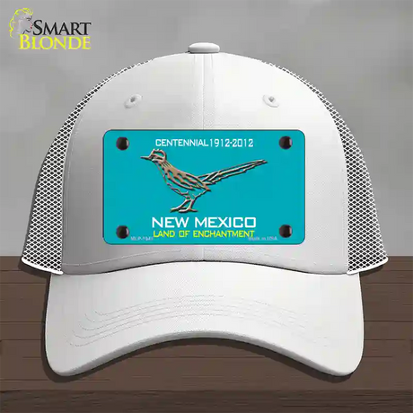 Road Runner Teal New Mexico Novelty License Plate Hat Mesh / White