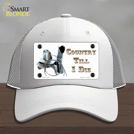 Country Till I Die Novelty License Plate Hat Mesh / White