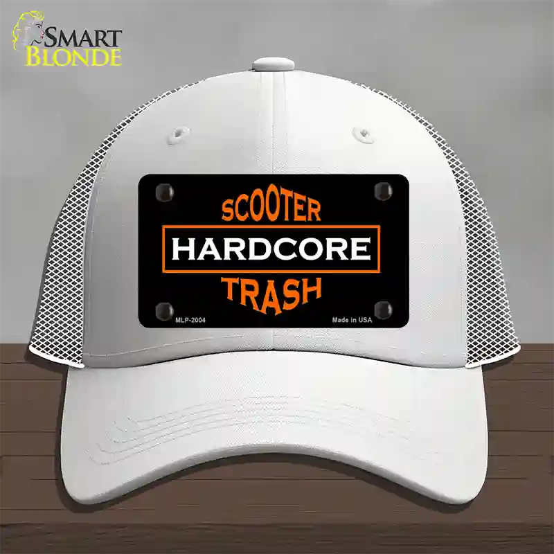 Hardcore Scooter Trash Black Novelty License Plate Hat Mesh / White