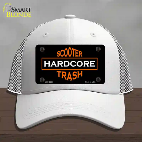 Hardcore Scooter Trash Black Novelty License Plate Hat Mesh / White