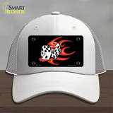 Red Hot Flaming Dice Novelty License Plate Hat Mesh / White