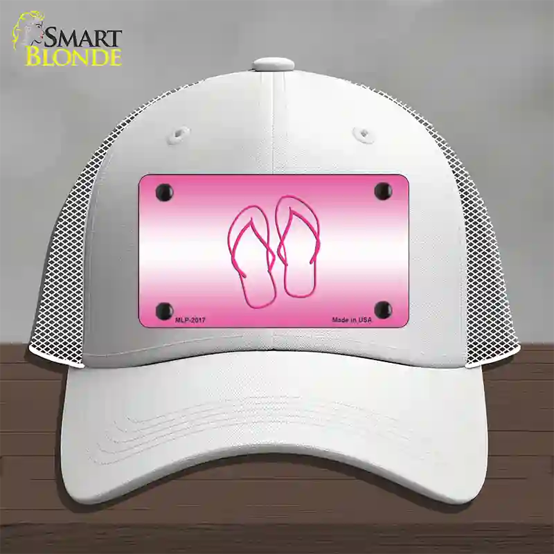 Flip Flops Pink Novelty License Plate Hat Mesh / White