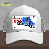 Trucking In The USA Novelty License Plate Hat Mesh / White