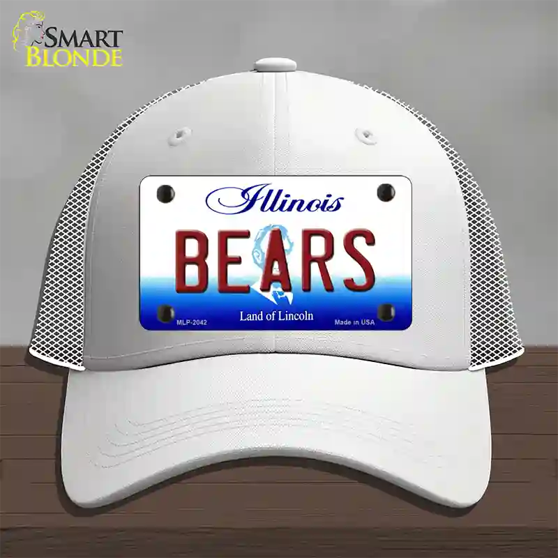 Bears Illinois State Novelty License Plate Hat Mesh / White