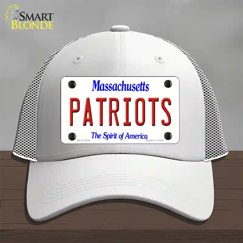 Patriots Massachusetts State Novelty License Plate Hat Mesh / White