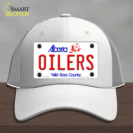 Oilers Alberta Canada Province Novelty License Plate Hat Mesh / White